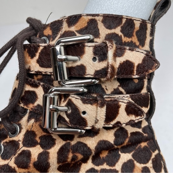 Rebecca Minkoff Jaden Leopard Print Cow Fur Buckle Boots Sz 7.5 Mobwife Boho - Picture 9 of 10